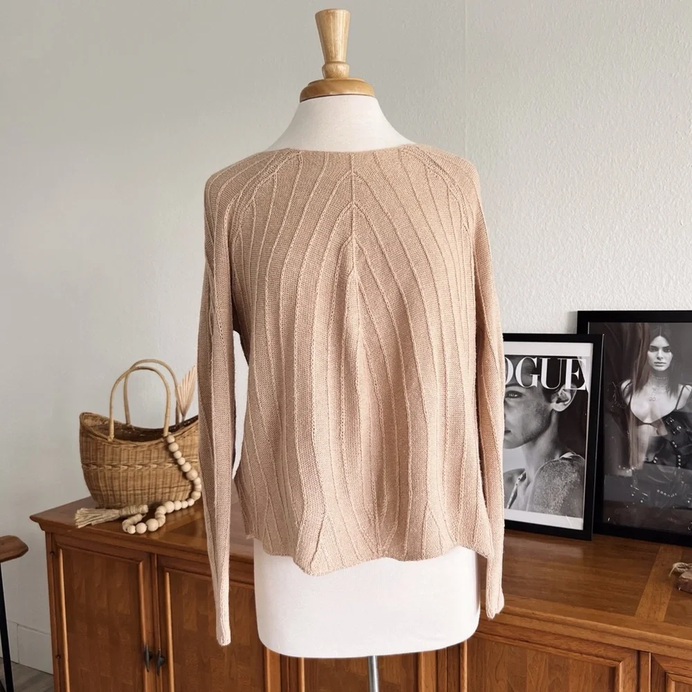 BEIGE LIGHTWEIGHT SWEATER TOP #0349 - Picture 2 of 9